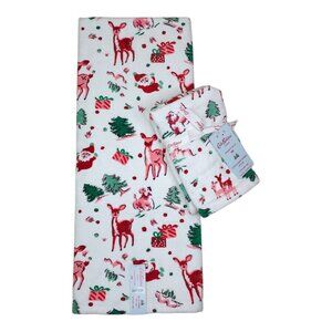 Cath Kidston Ditsy Deer 3 pieces 1 Bath & 2 Hand Towel Set 100% Cotton Christmas